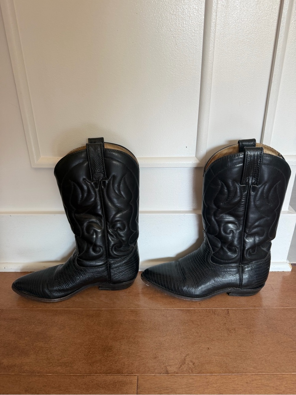 Vintage 1980s Boulet exotic lizard skin womens Western Cowboy Boots Leather